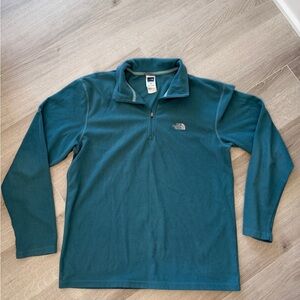 The North Face TKA 100 Quarter Zip Fleece Pullover Teal Men's M